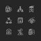 Apiculture chalk white icons set on black background