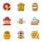 Apiculture icons set, flat style