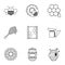 Apiculture icons set, outline style