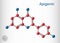 Apigenin, C15H10O5, flavone, aglycone molecule. It is plant-derived flavonoid, exhibits antiproliferative, anti-inflammatory,