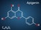 Apigenin, C15H10O5, flavone, aglycone molecule. It is plant-derived flavonoid, exhibits antiproliferative, anti-inflammatory,