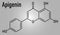 Apigenin yellow herbal dye molecule. Skeletal formula.