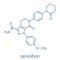 Apixaban anticoagulant drug molecule direct FXa inhibitor. Skeletal formula.