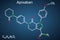 Apixaban molecule. It is pyrazolopyridine, anticoagulant and direct inhibitor of factor Xa which is used to decrease the risk of