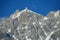 Apline rocky and snow mountain on Montblanc hiking route