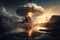 apocalypse and nuclear mushroom from explosion, environmental disaster and nuclear war, Generative AI