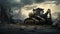 Apocalyptic Bulldozer: A Gritty Elegance In 8k Matte Painting