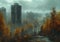 Apocalyptic Cityscape: A Dystopian Fusion of Nature and Industry