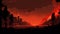 Apocalyptic Cityscape: A Fiery Blend Of 8-bit Wildfire And Supernatural Creatures