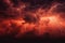 Apocalyptic dramatic background - bright lighnings in dark red stormy sky