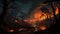 Apocalyptic Fire Scene In Oak Forest: Retro 8-bit Painting