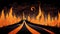 Apocalyptic highway to hell. Life after death religious concept illustration