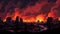 Apocalyptic Night: A Bold And Vibrant 8-bit Wildfire In Cartoon Realism