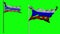 Apocalyptic ragged flag of Russia. Realistyc 3d animation on wind. green screen