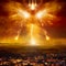 Apocalyptic religious image â€“ armageddon battle between forces of good and evil, judgment day, end of world and times