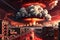 Apocalyptic Scene Depicting the End of the World - Mushroom Clouds Rising from a Global Nuclear War