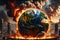 Apocalyptic Scene: Earth Engulfed in a Maelstrom of Flames, Towering Inferno Consuming Continents