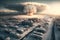 apocalyptic world after a catastrophic nuclear explosion. Nuclear winter concept. Generative AI