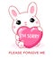 Apologize card. Sad little bunny with pink heart. Inscription I`m sorry, please forgive me