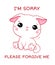 Apologize card. Sad little kitten and inscription I`m sorry, please forgive me