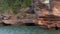 Apostle Islands mainland sea caves along the Bayfield Peninsula Lake Superior in Wisconsin - Panning shot