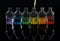 Apothecary, laboratory bottles with colored liquid and pipette