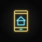 app, house, mobile neon icon. Blue and yellow neon vector icon