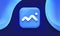 App icon. Pictures, photos sign. Square shape. Mobile UX/UI. Blue color with gradient. Glossy beautiful button. User interface.