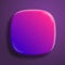 App icon superellipse, glossy vector background. 3D squircle button with purple neon holographic gradient and realistic