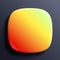 App icon superellipse, glossy vector background. 3D squircle button with yellow neon holographic gradient and realistic