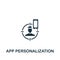 App personalization icon. Monochrome simple sign from app development collection. App personalization icon for logo