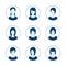 App or profile anonymous user icon set. Set of female person avatar template. User icons collection