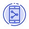 App Share, Mobile, Mobile Application Blue Dotted Line Line Icon