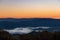 Appalachian mountains with clouds in the valley