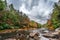 Appalachian mountan river and waterfall during Autumn