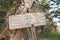 Appalachian Trail Distance Sign Leans Against Tree