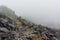 Appalachian Trail Jagged Rocks Dropping Off into Fog