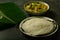 Appam with vegetable stew -Indian recipes.