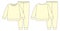 Apparel pajamas technical sketch. Yellow color. Childrens cotton sweatshirt and pants