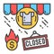 Apparel store closing color line icon. Economic risis. Collapse business. Markets plunging. Sign for web page, app. UI UX GUI