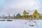 Appealing homes amid an icy landscape on a cloudy winter day in Daybreak