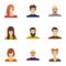 Appearance of the girl in glasses, a guy with a hairdo, a bald man with a beard and other varieties of face. Faces and