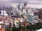 The appearance of the shape of a skyscraper seen from the top of a building in the city of Jakarta