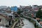 The appearance of various buildings beside the river illustrate the differences in economic class in Yogyakarta