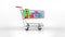 Appears animated realistic shopping cart with colored gift boxes at white background. 4K animation with alpha channel.