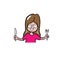 Appetite woman holding knife and fork cartoon