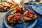 Appetizer bruschetta tomatoes and bread