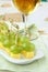 Appetizer canape cheese with grapes