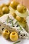 Appetizer cheese, olives and grapes