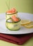 Appetizer, cucumber roll with salmon